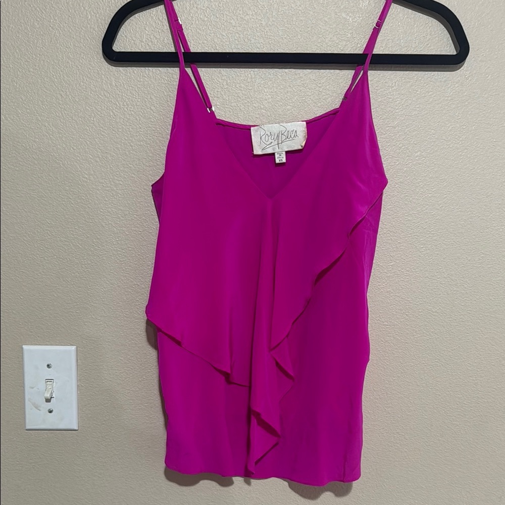 Women's Pink Ruffle Silk Top